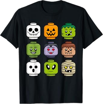 Halloween Building Brick Head Pumpkin Ghost Zombie Boys T-Shirt