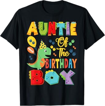 Auntie Of The Birthday Boy T-Rex Dinosaur 1St Birthday T-Shirt