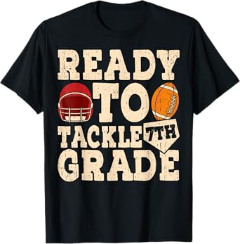 Ready To Tackle Seventh Grade Back To School Football Boys T-Shirt