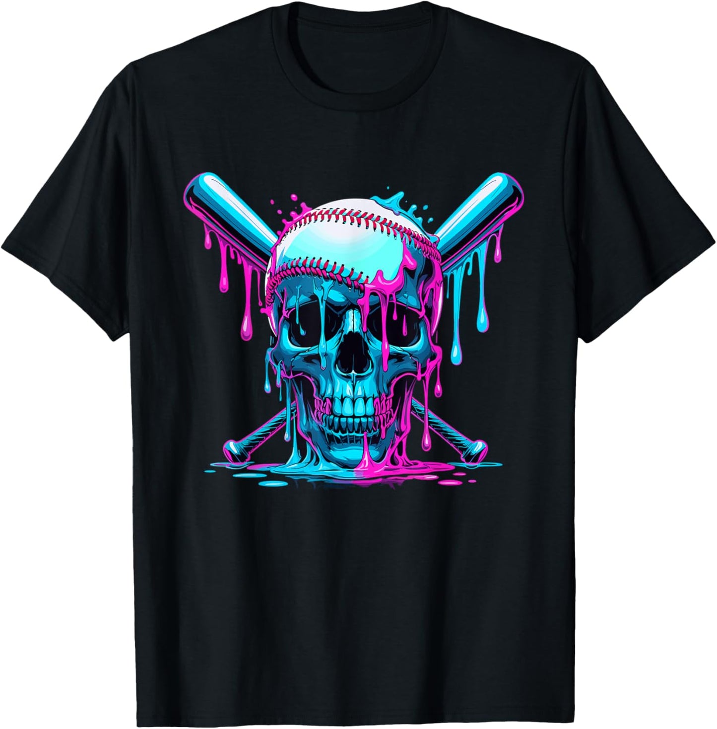 Baseball Skull Ice Cream Drip For Men Women Kids T-shirt