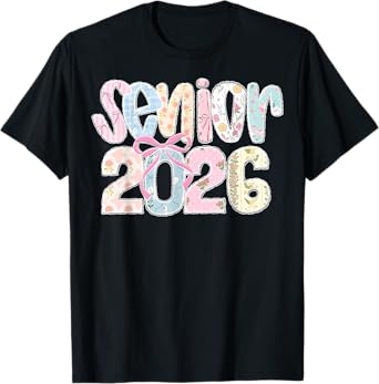Senior 2026 Coquette Pink Bow Class of 2026 Graduation Girls T-Shirt