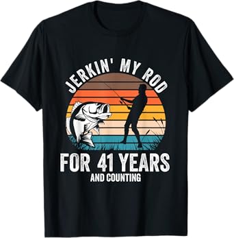 41st Birthday Gift for Fisherman Men Funny Fishing 41 Bday T-Shirt