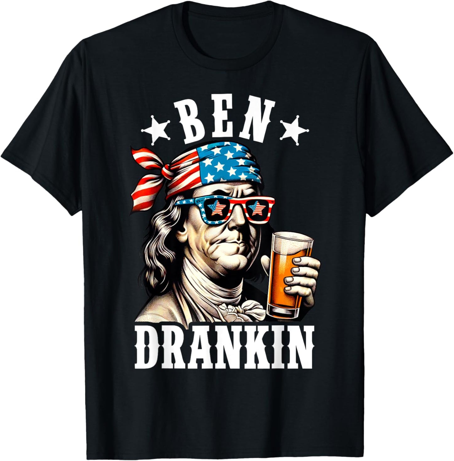 Ben Drankin Benjamin Franklin Men Women 4th of July USA Flag T-Shirt