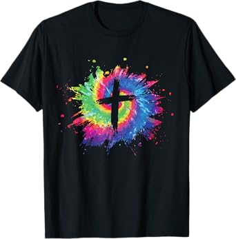 Tie Dye Cross God Jesus Faith Hippie Christian Men Women T-Shirt