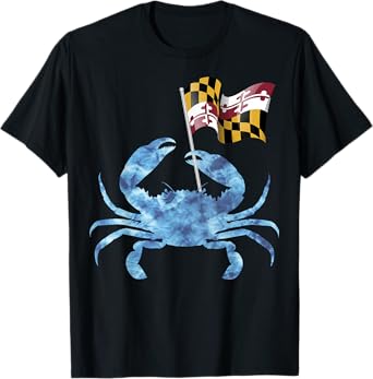 Maryland Blue Crab Flag of Maryland Family Vacation Camping T-Shirt
