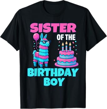 Sister Birthday Boy Llama Pinata Party family mathing women T-Shirt