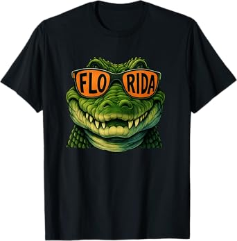 Florida Vacation Cute Alligator w Sunglasses FL Retro Style T-Shirt