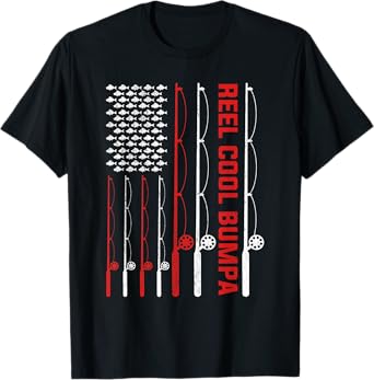 Reel Cool Bumpa Father's Day Fishing American Flag Women Men T-Shirt