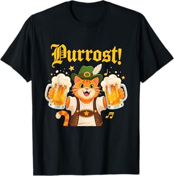 Funny Cat Oktoberfest Beer Purrfest Drinking Crew T-Shirt