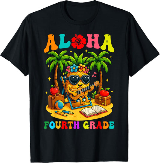 Aloha 4th Grade First Day Student Girls T-Shirt by TeeBrew