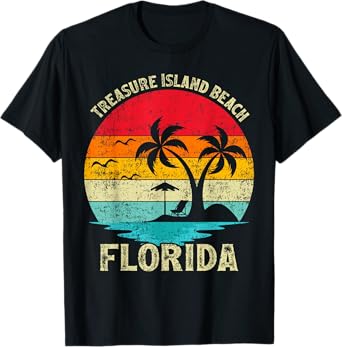 Family Vacation Vintage Retro Florida Treasure Island Beach Men Women Girls Kids T-Shirt