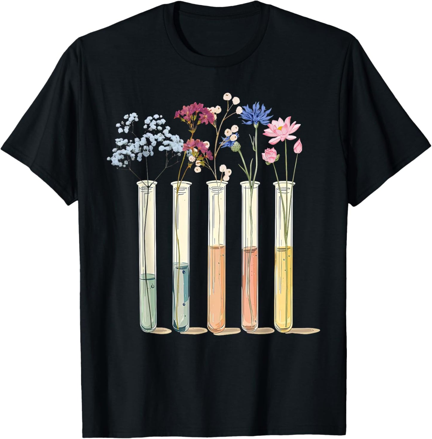 Flower Test Tube Chemistry Laboratory Tech Science Teacher T-Shirt