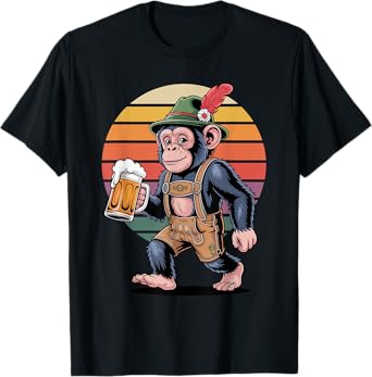 Retro Chimpanzee Beer Drinking Chimpanzees T-Shirt