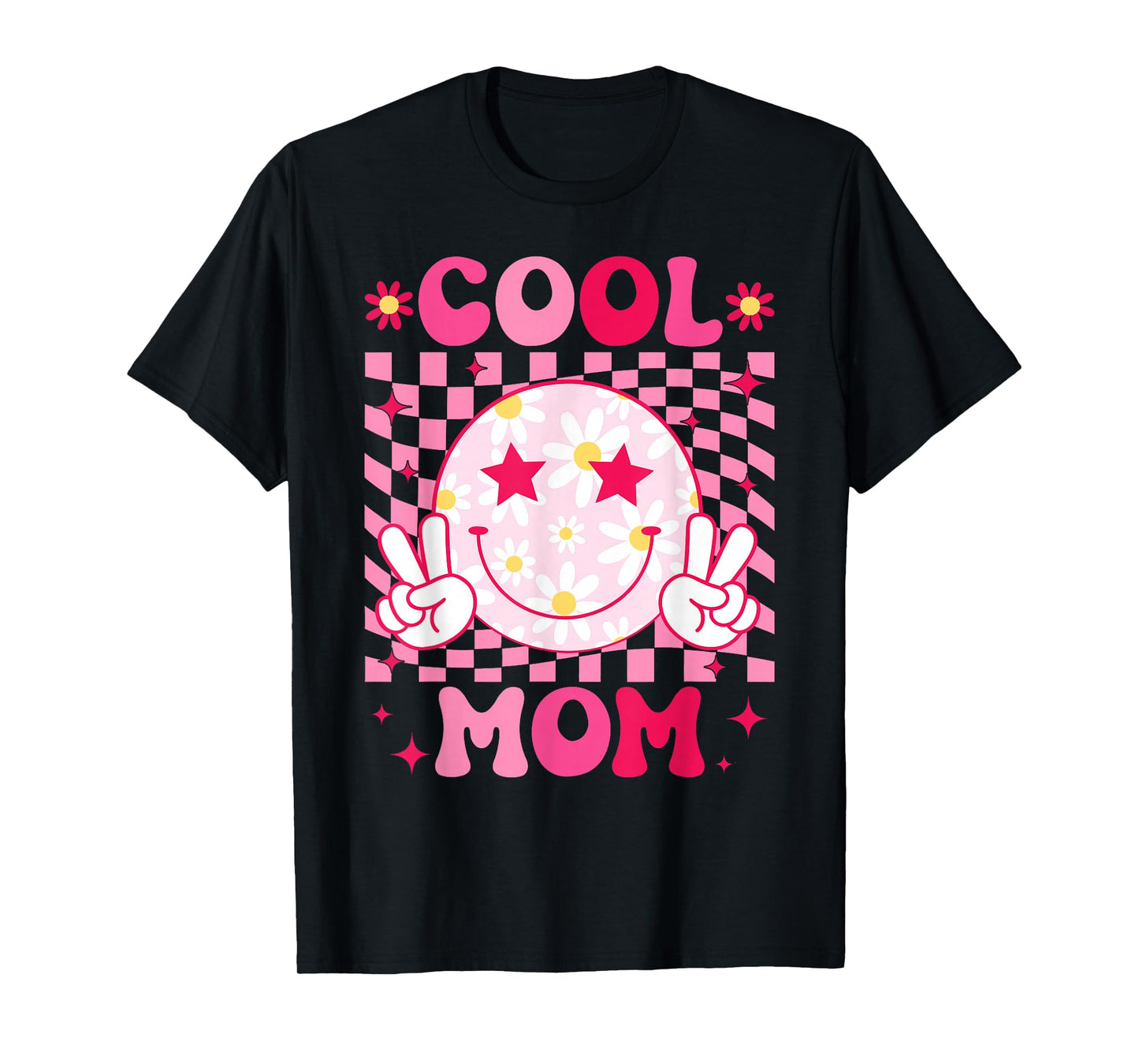 Retro Cool Mom Smile Pink, Mom Life Funny for Women T-Shirt