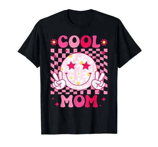 Retro Cool Mom Smile Pink, Mom Life Funny for Women T-Shirt