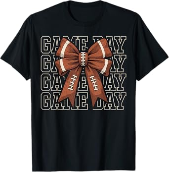 Football Coquette Bow Touchdown Season Game Day T-Shirt
