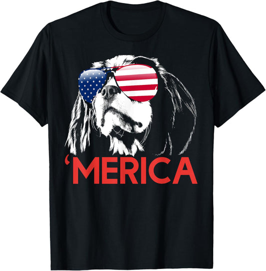 Merica Cavalier King Charles Spaniel American Flag T-Shirt