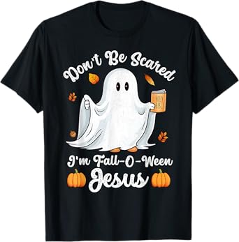 Cute Ghost Christian Halloween Fall-O-Ween Jesus Pumpkin T-Shirt