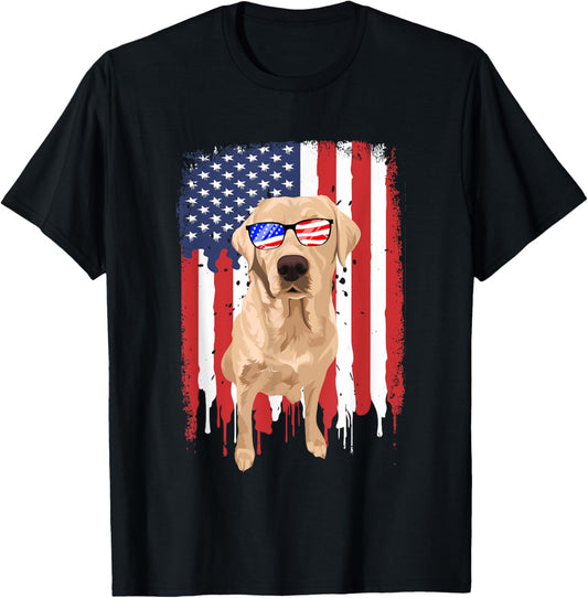 Labrador Retriever Shirt Independence Day 4th July USA Flag T-Shirt