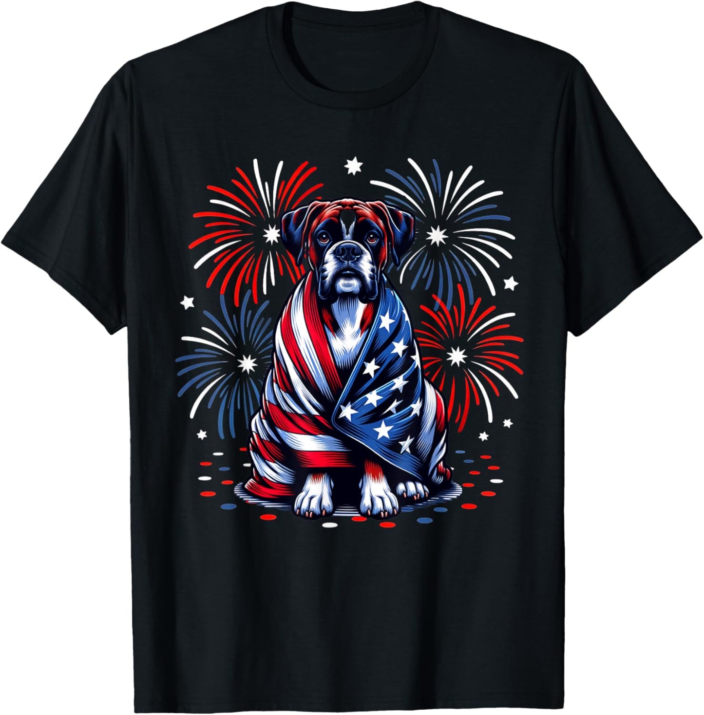 Cute Boxer Dog Usa American Flag Dog Lover 4th Of July T-shirt