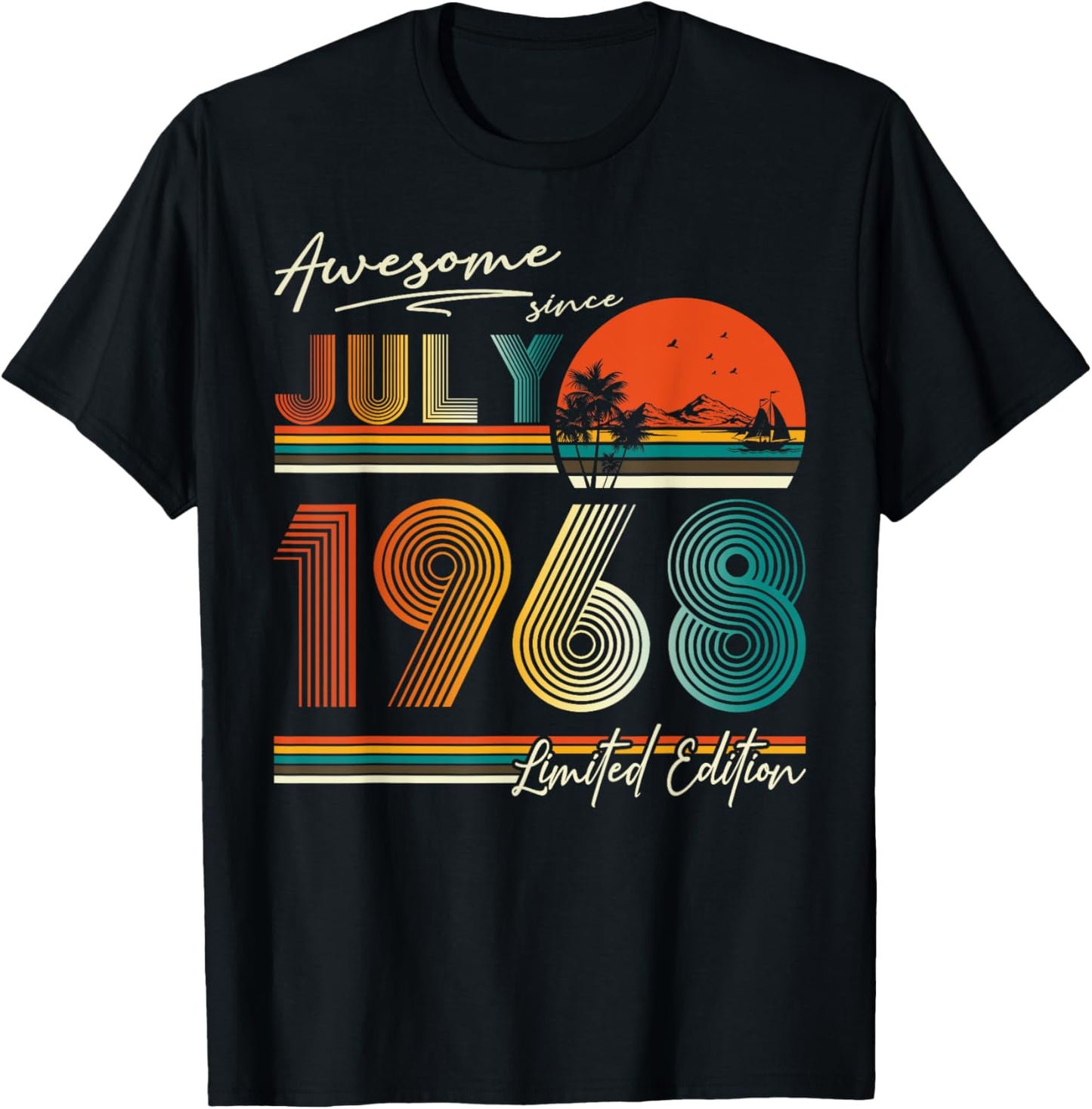 Retro 57 Years Old Vintage July 1968 57th Birthday Men Women T-shirt