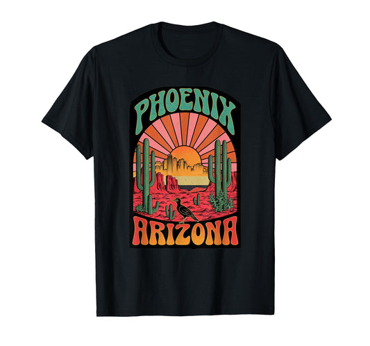 Vintage Phoenix Arizona Skyline Cityscape Retro Style T-Shirt
