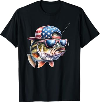 Funny Fishing & Fisherman Gift American Flag T-Shirt
