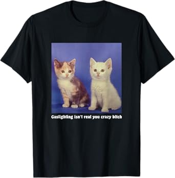 Gaslighting Isn't Real You Crazy B.I.T.C.H Funny Cat Lover T-Shirt for Men Women