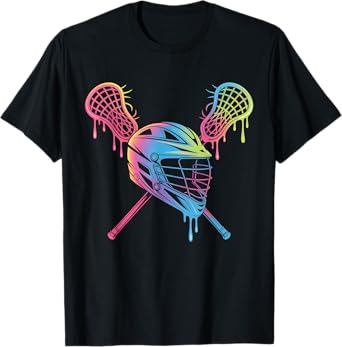 Lacrosse Drip Helmet Lax Sticks Melting Ice Cream Funny Tee T-Shirt