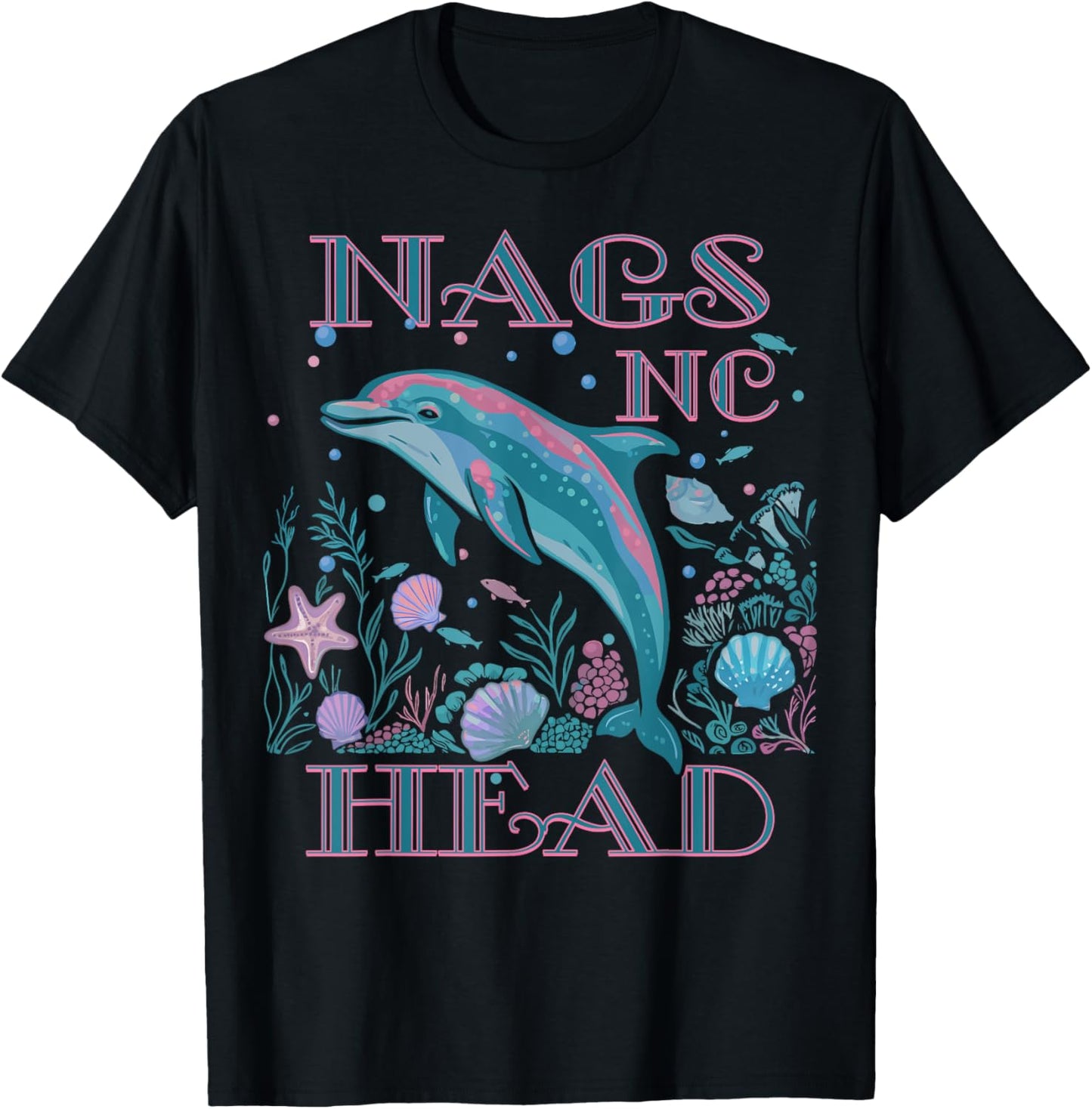 NAGS HEAD NC DOLPHIN LOVER COLORFUL BEACH SOUVENIR T-Shirt