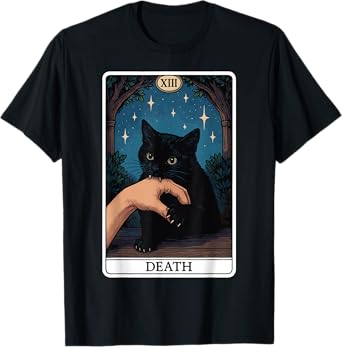 Cat Death Tarot Card T-Shirt for Men Women