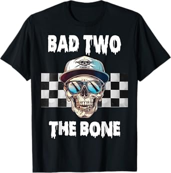 Bad To The Bone Birthday Halloween Skeleton Boy Toddler T-Shirt