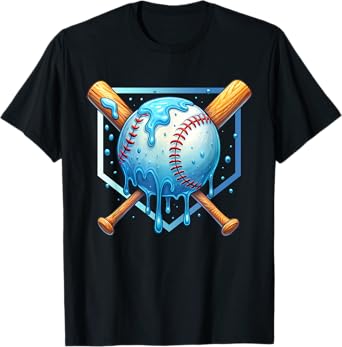 Baseball Dripping Ice Cream Drip Youth Boys Baseball T-Shirt