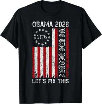 Obama Vintage Flag Retro Patriotic 2028 Political Protest T-Shirt