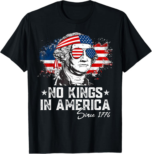 No Kings In America Since 1776 Distressed Usa Flag Vintage T-shirt