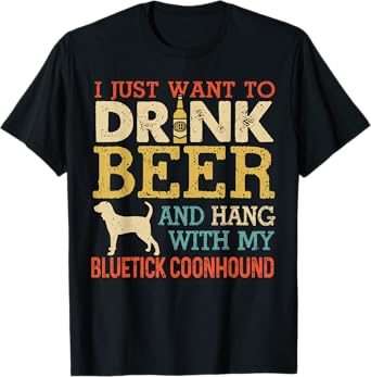 Bluetick Coonhound Dad Drink Beer Hang With Dog Funny Men T-Shirt
