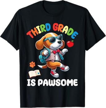 Cute Dog With Backpack School Vibes Third Grade Is Pawsome T-Shirt
