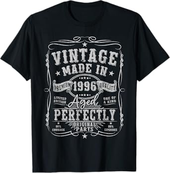 29 Years Old Gifts for Men 29yr 1996 Vintage 29th Birthday T-Shirt