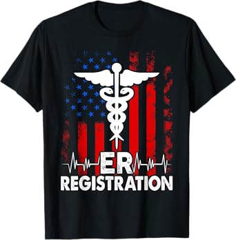 Patient Registration Lover Gift Co. Unisex Adults & Kids Emergency Department Registrar T-Shirt - Black - Small - Short Sleeve