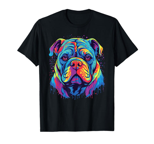 Watercolor Colorful Alapaha Blue Blood Bulldog Dog T-Shirt for Men Women Girls Kids