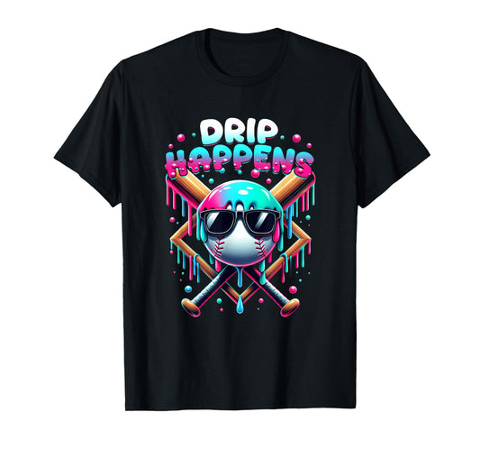 Baseball Lifestyle 101 Drip Happens Baseball Drip Icecream T-Shirt