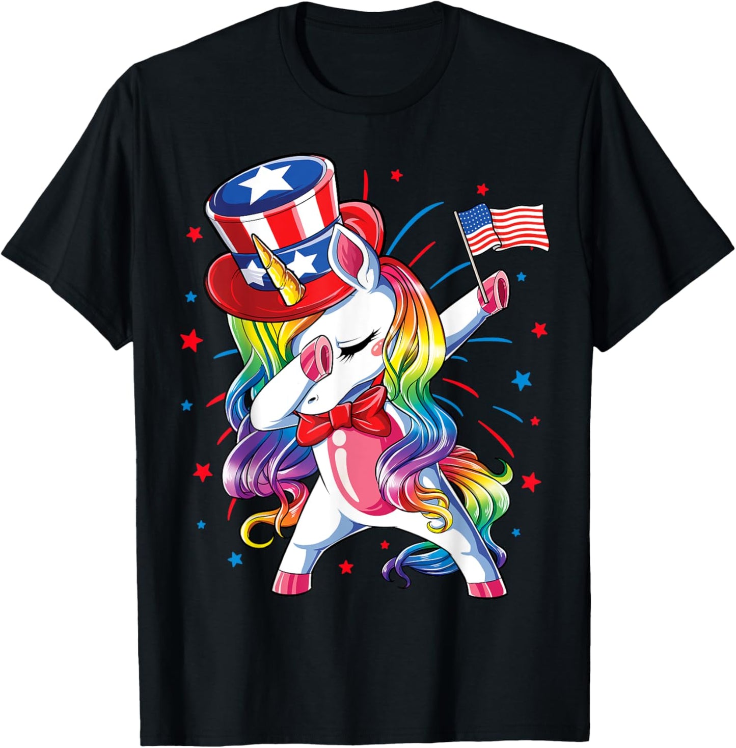 Dabbing Unicorn 4 July Uncle Sam Girls American T-Shirt