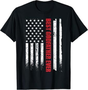 Mens Best Godfather Ever American Flag Godfather USA Flag T-Shirt