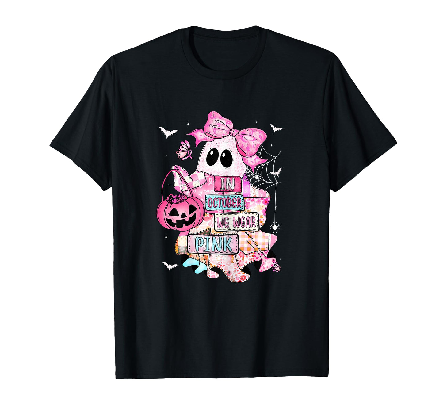 Halloween in October We Wear Pink Breast Cancer Awareness T-Shirt