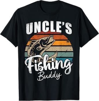 Vintage Uncle's Fishing Buddy Kids Funny Retro Sunset fish T-Shirt