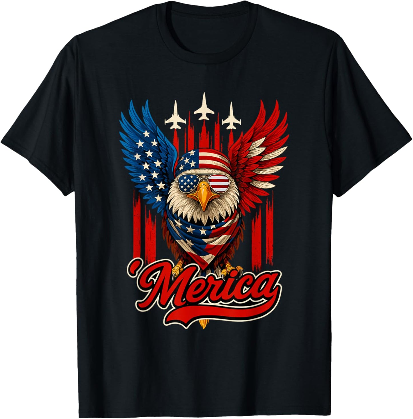 4th Of July American Flag Patriotic Merica Eagle Airplane T-shirt