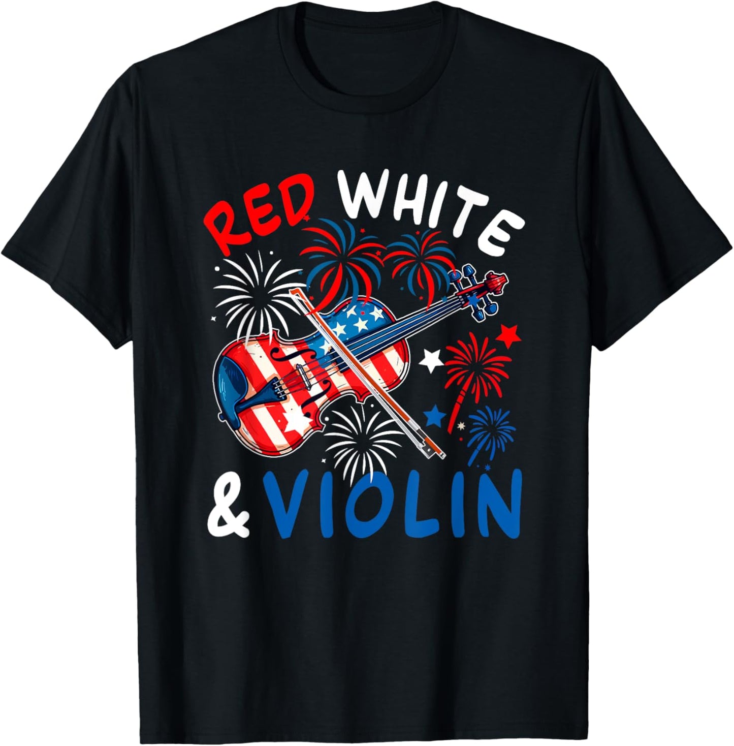 Red White And Violin 4th Of July Us Flag Instrumentalist T-shirt