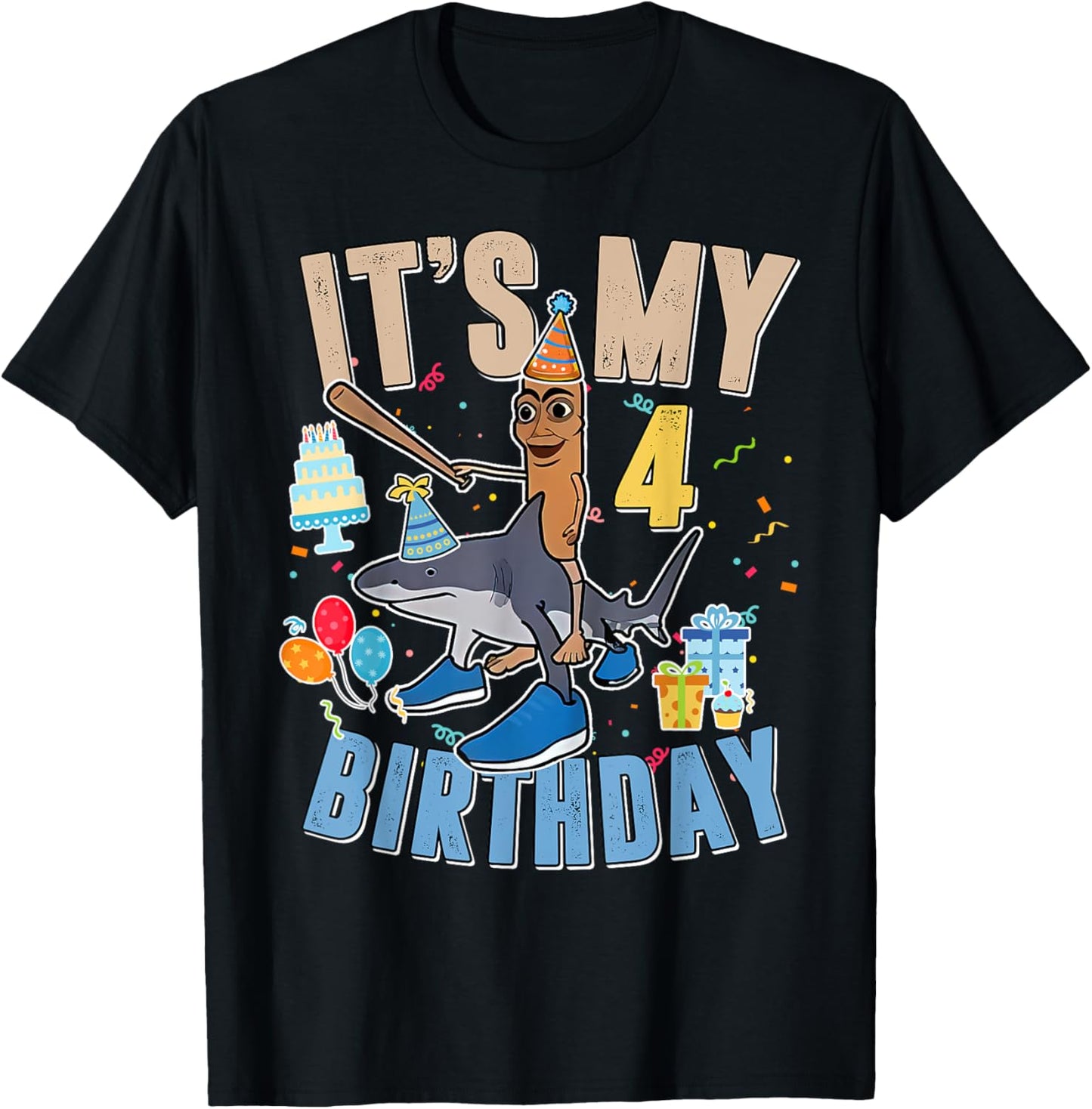 It's My 4Th Birthday Tung Tung Tung Sahur Tralalero Tralala T-Shirt