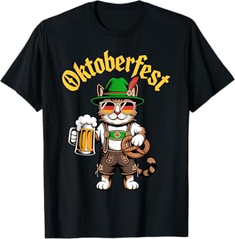 Funny Oktoberfest Cute Cat Pretzel Beer Funny Party Adults T-Shirt