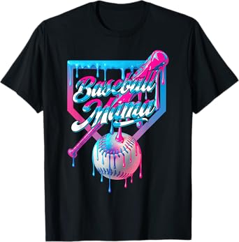 Funny Mama Mom Mothers Day Baseball Ice Cream Drip Birthday T-Shirt